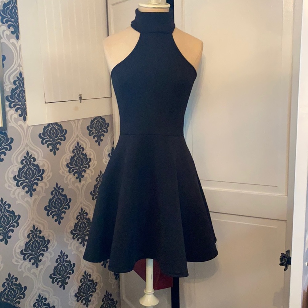 Black Halter Skater Dress